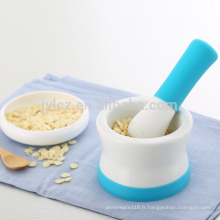 Mortier et pilons mini ustensiles de cuisine avec poignée en silicone et base en silicone anti-dérapante